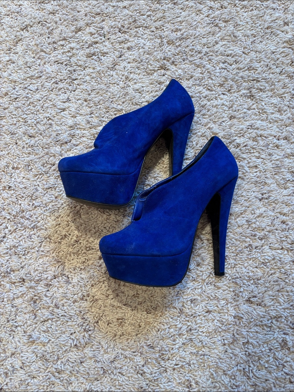 Mollini Cobalt Blue Suede Platform Stiletto Booties